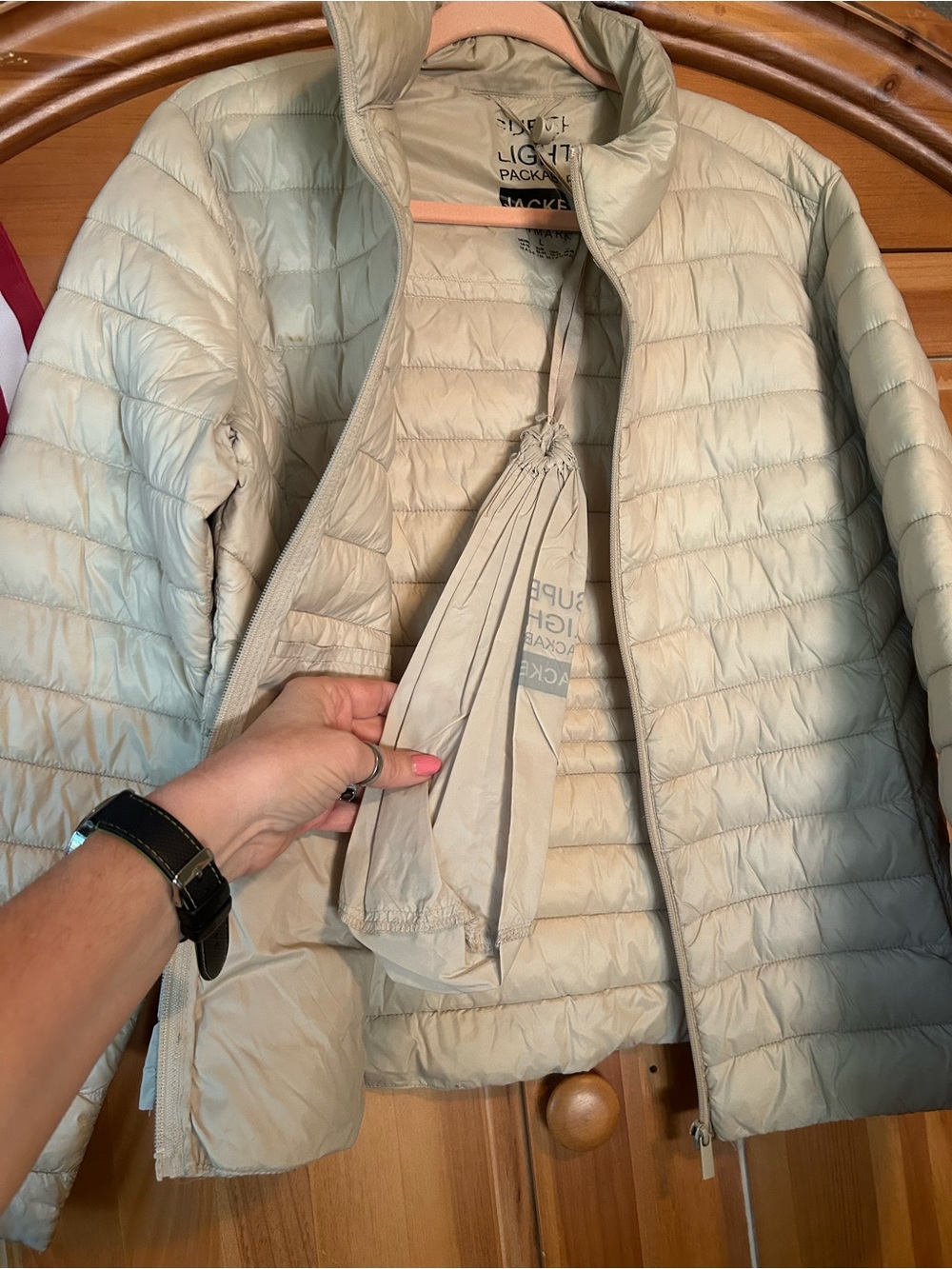 Lightweight Packable puff  Jacket - Cream